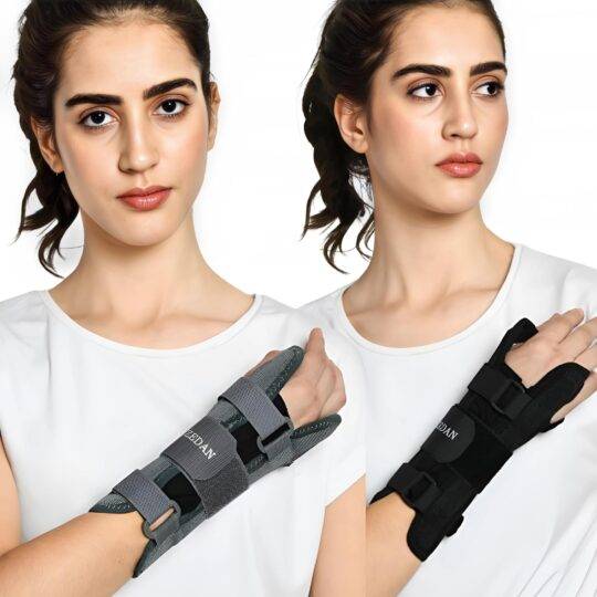 ZEDAN Adjustable Wrist & Forearm Splint Pain Relief for Fractures - Fits Left & Right Hand, Unisex (Grey/Black)