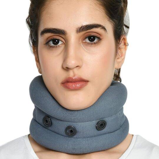 ZEDAN Soft Foam Cervical Collar Adjustable Neck Support for Pain Relief, Whiplash, Injury Recovery - Unisex (Grey/Beige)