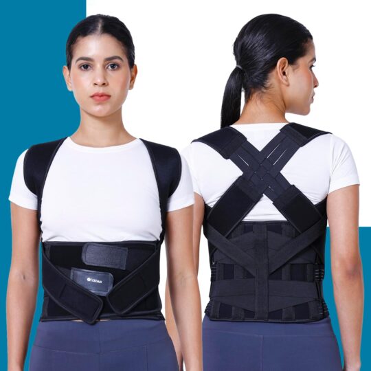 ZEDAN 2-In-1 Neoprene Posture Corrector Belt with Attached Back Support Belt | Helps in Back Pain, Back Straight & Shoulder Support Belt | For Spine & Body Posture Correction | Universal Size | Unisex